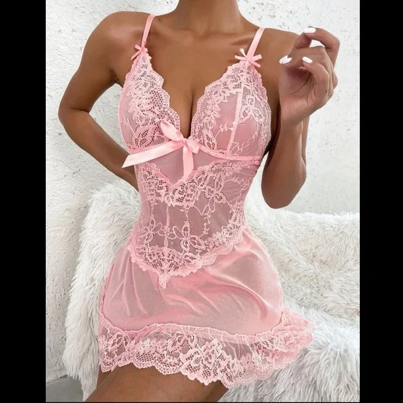 Sexy Contrast Lace Mesh With Thong - Picture 2 of 7